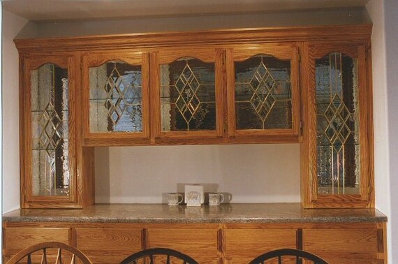 Beveled And Leaded Glass Cabinet Panels Etsy