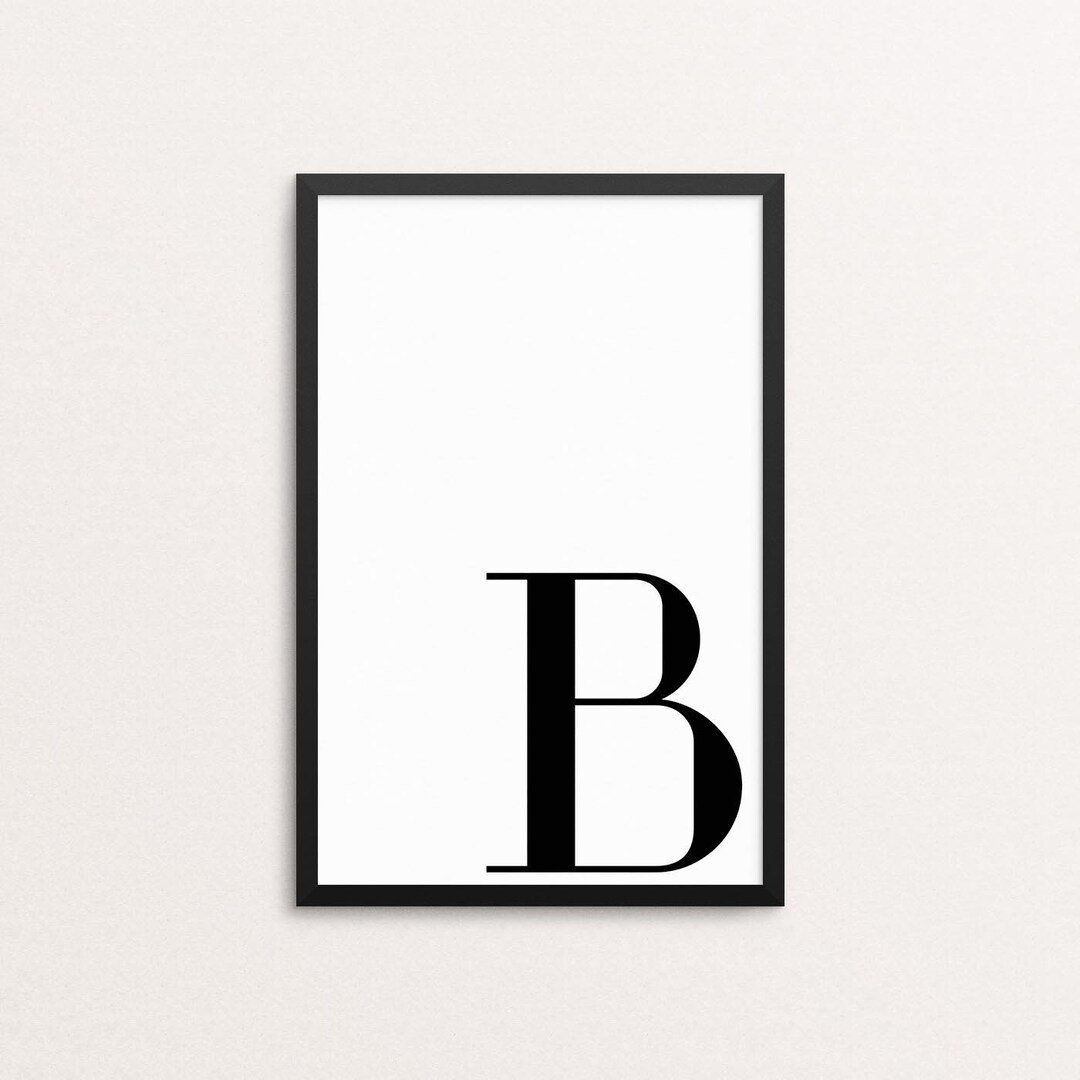Large "b" Letter Printable, Monochrome Poster, Black and White Initials ...