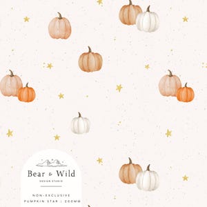 pumpkin star cream surface pattern, seamless stars, pumpkin Fabric Design, Digital Paper, halloween print, kids print repeat, autumnal