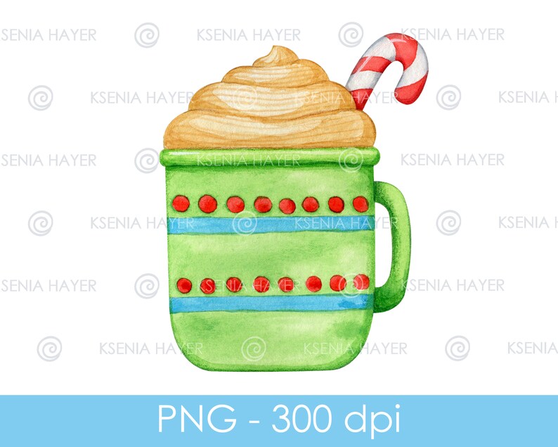 Christmas drink sublimation png Hot chocolate png Sublimation designs Winter watercolor clip art