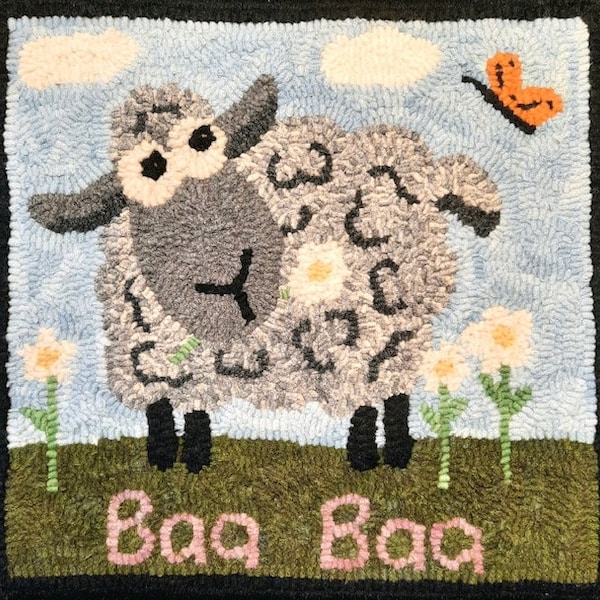 Pattern for a Hooked Mat - “BaaBaa”.  Introducing original Hooked Rug Patterns by Debbie Kolodziej.