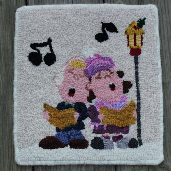 Pattern for a Hooked Mat - “Carolers”.  Introducing original Hooked Rug Patterns by Debbie Kolodziej.
