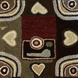 Hooked Rug - &quot;Hearts and Rainbows&quot;