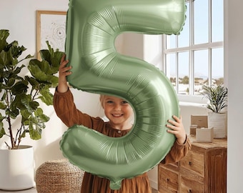 Number Balloon 1m Matte Green – Large Foil Balloon Boho Party Decoration – Helium Suitable – Birthday Baby Shower Anniversary Photoshoot