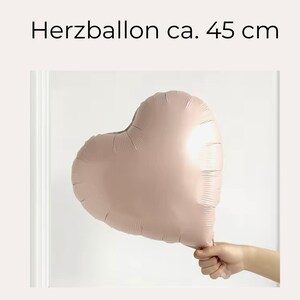 Herzballon matt beige rosa 45cm Folienlufballon Kindergeburtstag