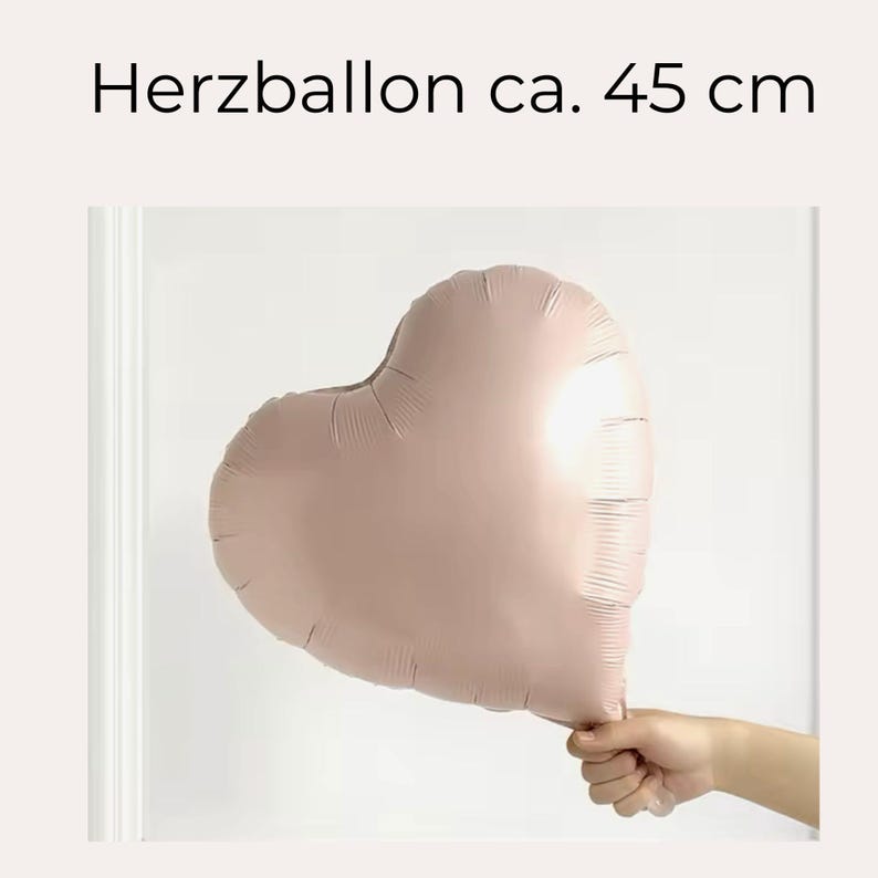 Herzballon matt beige rosa 45cm Folienlufballon Kindergeburtstag