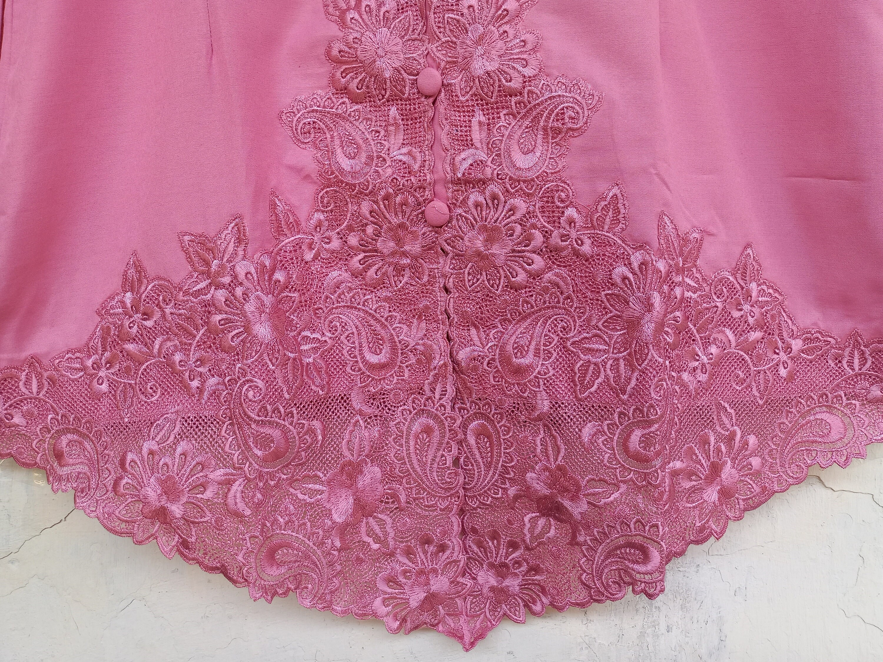 Kebaya Cotton Kebaya Pink Kebaya Embroidery Kebaya Nyonya - Etsy