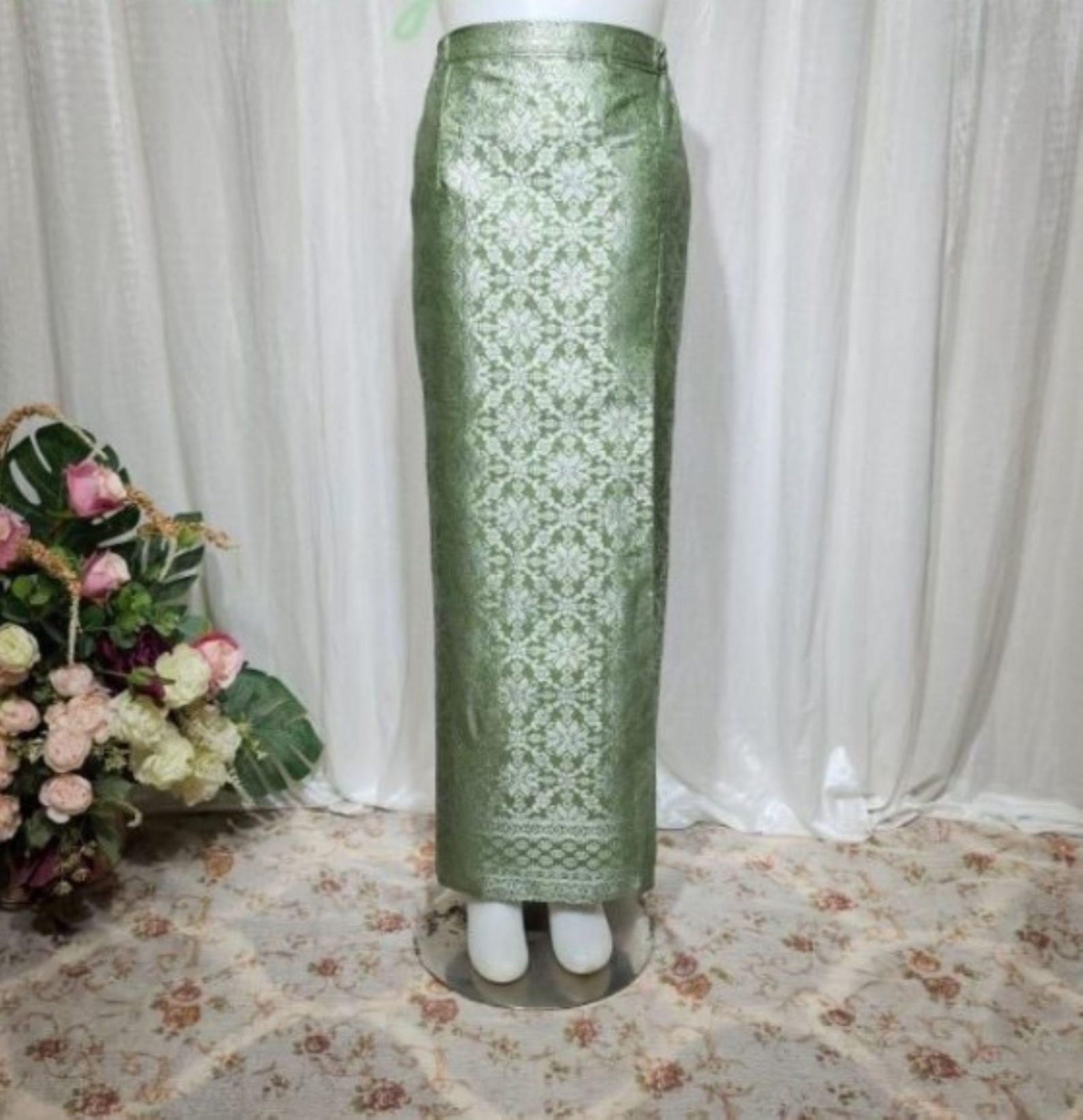 Mint Songket Sarong Round-neck Set