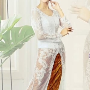 White Wedding Kebaya, High quality kebaya dress, round neck, Kebaya Sequins, Kebaya bride, ready stock