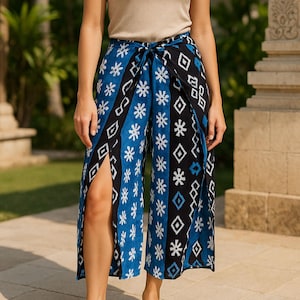 Batik Wrap Pants: Lightweight Cotton Bali Beach Trousers