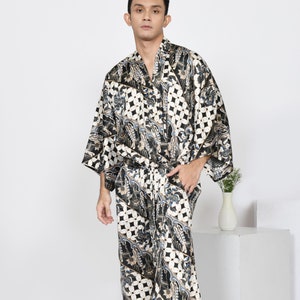 Silk robe kimono monochrome- Sizes S-3XL- bridal robe