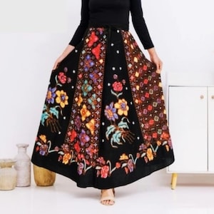 Multicolor - Hand Block Batik Print Cotton Wrap Around Skirt 40 main image 0