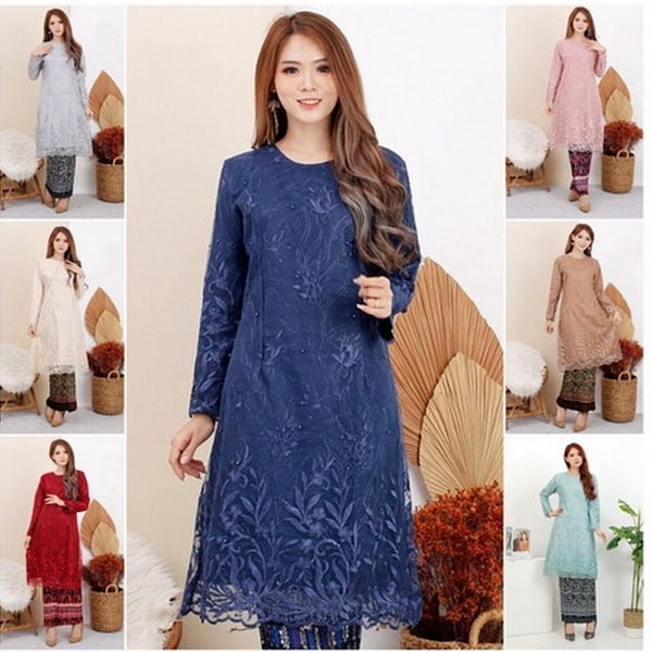 Baju kurung, Tunic Kebaya, Kebaya dress, Long Kebaya, baju raya  Size S, M, L, XL, 2L, 3L, 4L, 5L