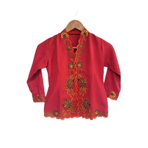 Red Kebaya For kids, Kebaya for girl, Kebaya for daughter