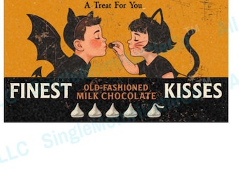 Descarga digital en formato PDF de envoltorio de lata de besos de chocolate de Halloween
