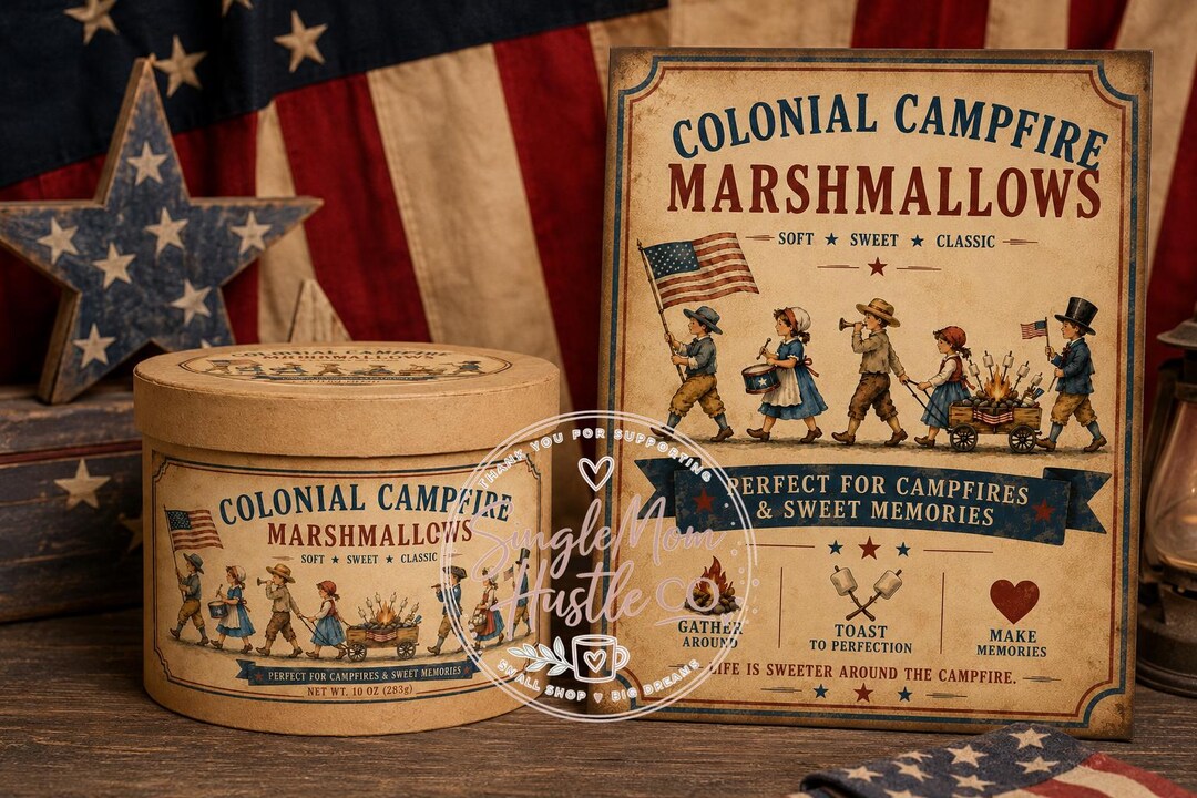 Colonial Campfire Marshmallows Printable Bundle | Patriotic Americana ...