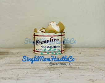 Campfire Marshmallow Candle Tin Wrap PDF Digital Download