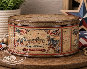 Etiqueta patriótica para lata PNG / Envoltorio vintage para malvaviscos de fogata / Decoración del 4 de julio / Diseño de calcomanía de transferencia al agua / Descarga instantánea