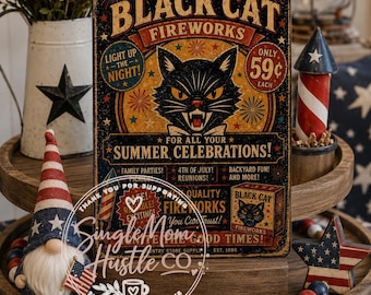 Vintage Black Cat Fire Crackers Porcelain Enamel Sign - Etsy