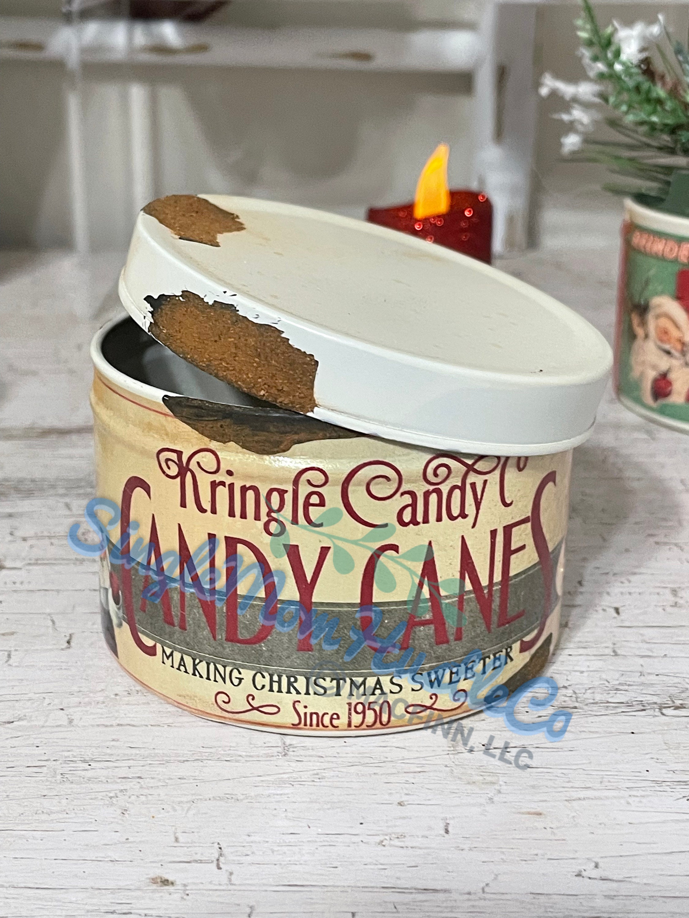 Candy Canes Christmas Holiday Tin Wrap PDF Digital Download - Etsy