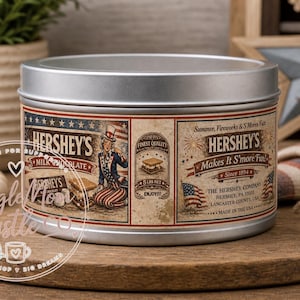 Patriotisk chokladkakeetikett PNG | Vintage S'mores Wrap | 4 juli godisstil | 225 g plåtetikett | Vattenrutschkana-dekal | Direkt nedladdning