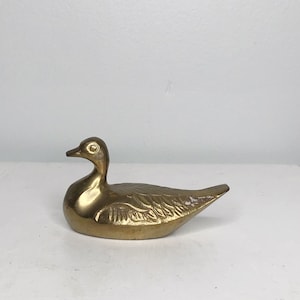Mini brass duck, brass paperweight made in Italy