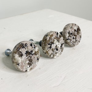Vintage round granite knobs, stone knobs for kitchen cabinet or dresser
