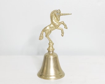 Unicorn brass bell, vintage brass bell, brass unicorn decoration