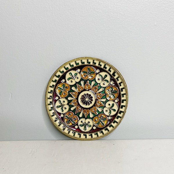 Brass decorative plate, wall hanging plate, enamel brass plate