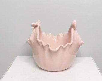 Vintage Rosenthal Netter, Pink ceramic basket, Italian ceramic, Shabby chic bowl