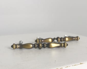 Uchwyty szafek z mosiądzu w stylu vintage, okucia szuflad Amerock