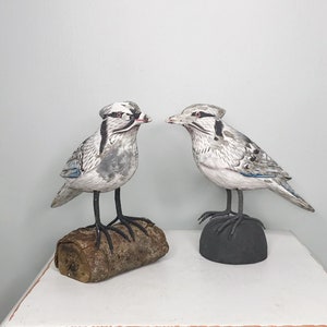 Blaue jay handgeschnitzte Figuren, Vintage Holz Vogel Skulptur