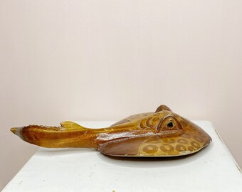 Houten mantarog standbeeld, handgemaakte houten sculptuur, mantarog decor