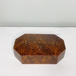 Moroccan wooden box with mother of pearl inlaid, small jewelry or keepsake box