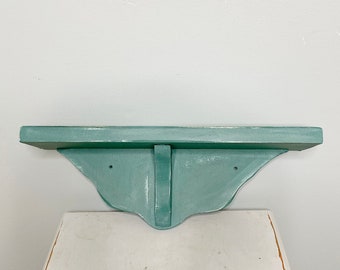 Small rustic wooden shelf, handmade green shelf made from wood