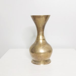 Small vintage brass vase, farmhouse miniature vase