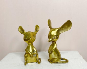 Solid brass mouse figurines, pair of mouse made in India