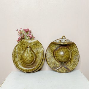 Pottery wall planter, pocket hat ceramic planter, Handmade planter