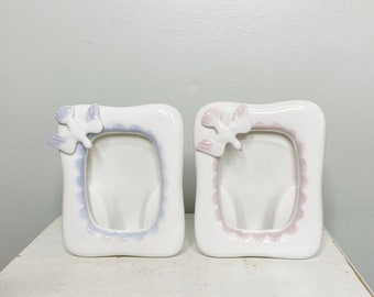 Vintage porcelaine picture frame, goose small frame for a little's boy or girl room