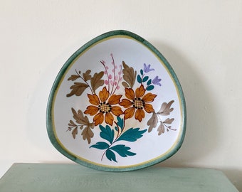 Vintage Flora gouda bowl made in Holland, Hand painted floral bowl, decorative trinket bowl