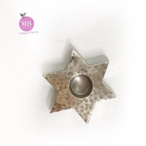 Star of David candle holder, Metal star candlestick, Hanukkah candle