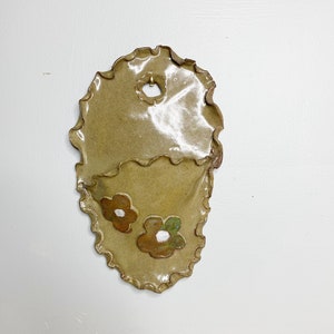Big ceramic wall pocket planter, vintage green wall planter