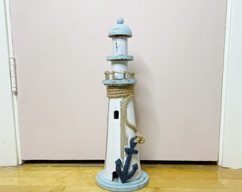 Wooden light house for a coastal decor, nautical nursery decor