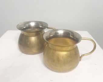 Vintage brass cups, brass mugs, metal beer mug