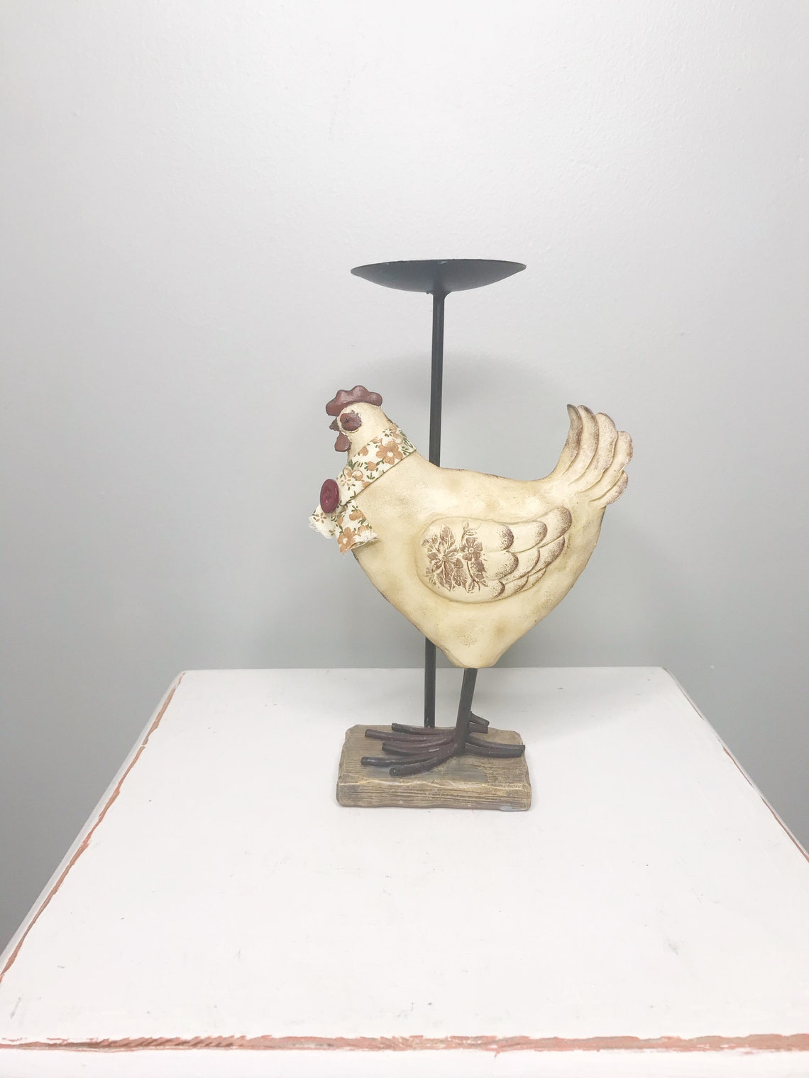 Chicken Candle Holder Farmhouse Candle Rustic Pillar Holder Etsy UK
