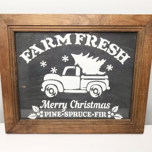 Reclaimed wood frame with Christmas chalk painted image