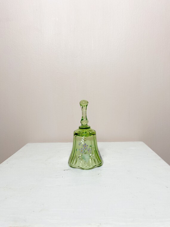 Fenton Glass Bell With Hand Painted Flowers Art Glass Dinner Etsy