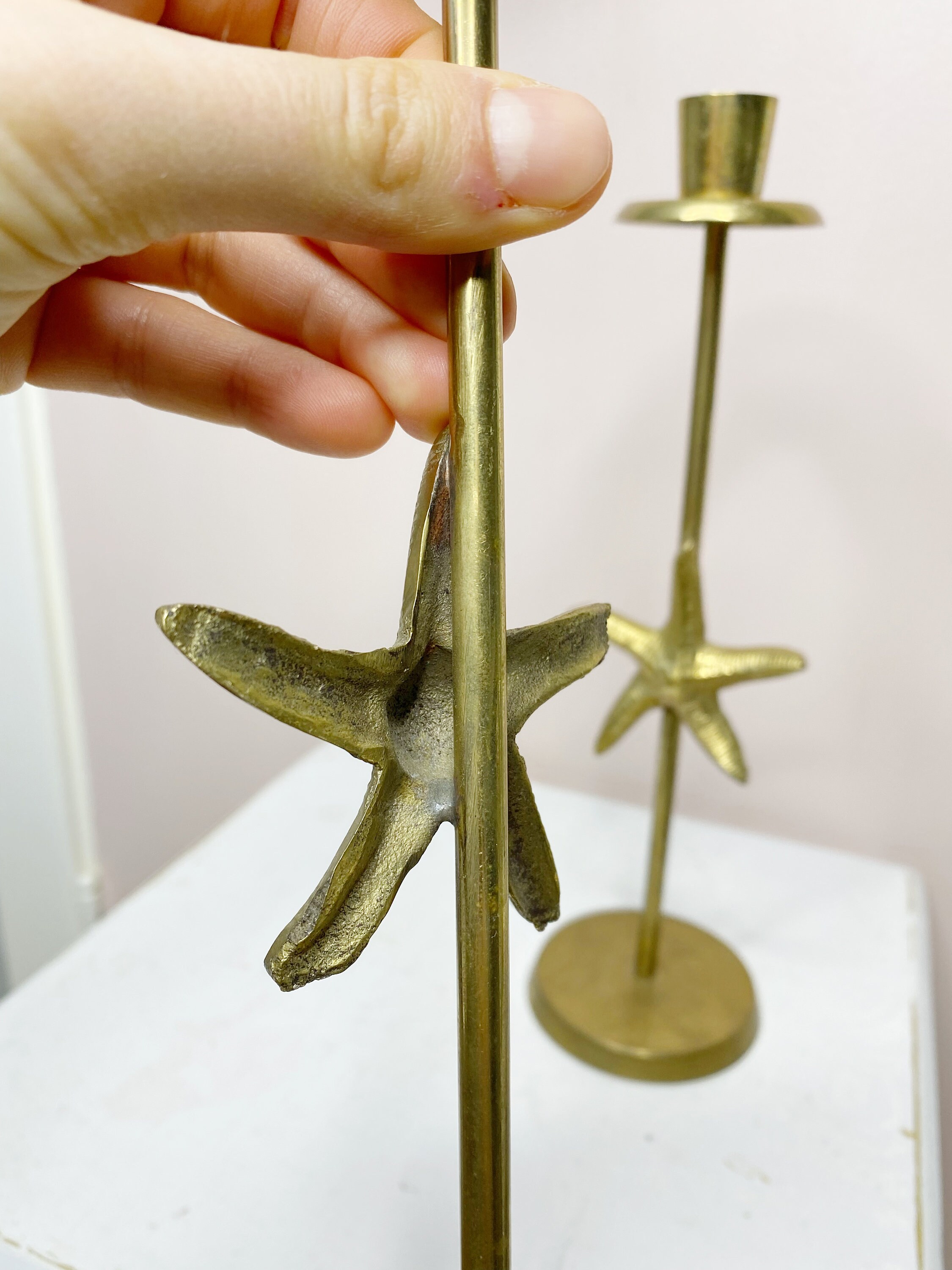 Tall Starfish Candle Holders Brass Candlestick Holders Etsy