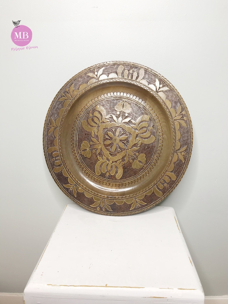 Polish Folk Art Wooden Carved Wall Plate Bohemian Mandala Etsy