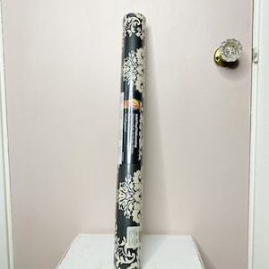 Vintage Norwall vinyl wallpaper, retro black and beige wallpaper